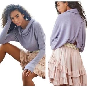 Free People We the Free Juicy Cowl Neck Open Back Top Dusty Lilac Purple